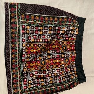 Anthropologie embroidered mini skirt